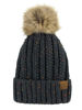 Picture of C.C Thick Cable Knit Faux Fuzzy Fur Pom Fleece Lined Skull Cap Cuff Beanie, Confetti Dark Melange Gray