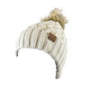 Picture of C.C Thick Cable Knit Faux Fuzzy Fur Pom Fleece Lined Skull Cap Cuff Beanie, Lattice Beige