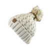 Picture of C.C Thick Cable Knit Faux Fuzzy Fur Pom Fleece Lined Skull Cap Cuff Beanie, Lattice Beige