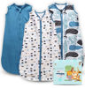 Picture of Cute Castle Baby Sleep Sack 12-18 Months - Lightweight 100% Cotton 2-Way Zipper TOG 0.5 Infant Wearable Blanket, Newborn Essentials Toddler Sleep Clothes (3 Pack Blue)