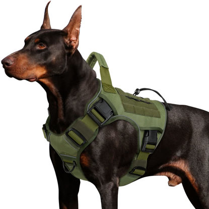 Picture of WINGOIN Green Harness with Handle Tactical Dog Harness for Large Dogs No Pull Adjustable Reflective K9 Military Dog Vest Harnesses with Easy Control Handle and Hook & Loop Pa(XL)