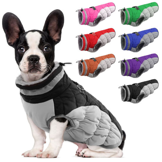 Picture of Lelepet Warm Dog Winter Coat Dog Coat Dog Cold Weather Coats Windproof Reflective Turtleneck Fleece Dog Jacket with Harness Thick Dog Fleece Vest XS Dog Coat Dog Coats for Small Medium Large Dogs