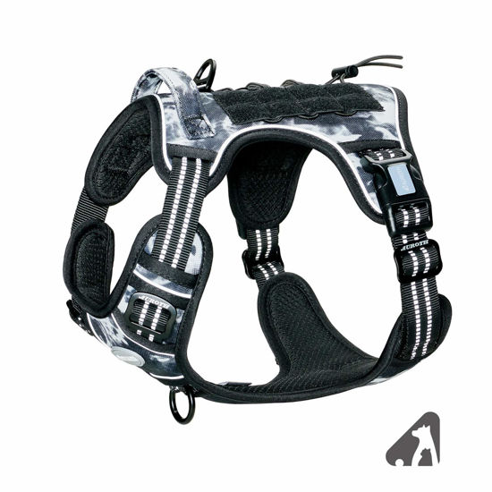 Picture of Auroth Tactical Dog Harness for Small Medium Large Dogs No Pull Adjustable Pet Harness Reflective K9 Working Training Easy Control Pet Vest Military Service Dog Harnesses (M, Black Ink)