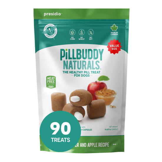 Picture of Presidio Pill Buddy Naturals - PB & Apple Recipe Pill Hiding Treats for Dogs - Make A Perfect Pill Concealing Pocket Or Pouch for Any Size Medication - 90 Servings