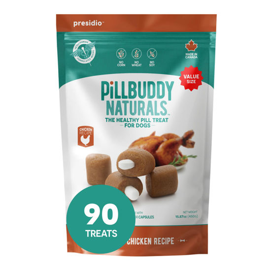 Picture of Presidio Pill Buddy Naturals - Chicken Recipe Pill Hiding Treats for Dogs - Make A Perfect Pill Concealing Pocket Or Pouch for Any Size Medication - 90 Servings