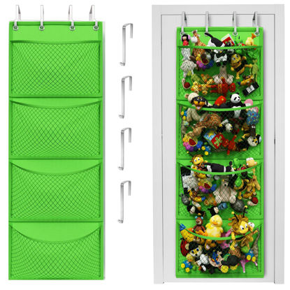 Picture of Honeyera Storage for Stuffed Animal - Over Door Organizer for Stuffies, Baby Accessories, and Toy Plush Storage/Easy Installation with Breathable Hanging Storage Pockets (Green)