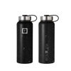 Picture of IRON °FLASK Sports Water Bottle - Wide Mouth with 3 Straw Lids - Stainless Steel Gym & Outdoor Bottles for Men, Women & Kids - Double Walled, Insulated Thermos, Metal Canteen - Black Speckle, 40 Oz