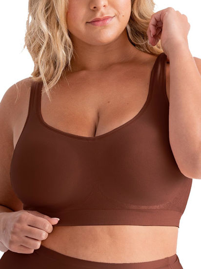 Picture of SHAPERMINT Wireless Bras for Women - Wirefree, Lightly Padded Everyday Bra for Small to Plus Sizes in Chocolate