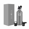 Picture of IRON °FLASK Camping & Hiking Hydration Canteens - 3 Lids (Narrow Straw Lid) Leak Proof Vacuum Insulated Stainless Steel - Hot & Cold Double Walled Sports Water Bottle - Graphite, 32 Oz