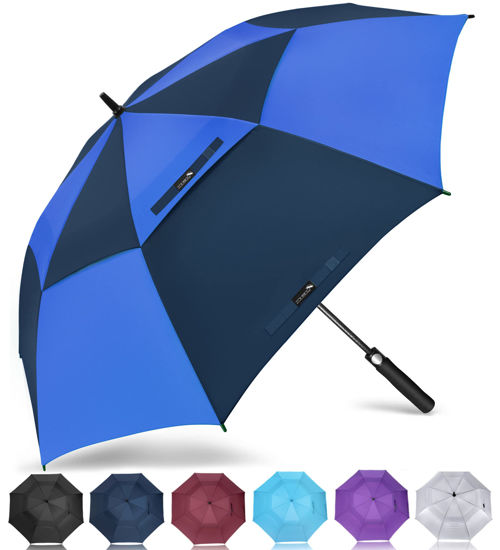 Picture of ZOMAKE Large Golf Umbrella 68 Inch - Double Canopy Vented Golf Umbrellas for Rain Windproof Automatic Open Golf Push Cart Umbrella Oversize Stick Umbrellas for Men Women(Dark Blue/Navy Blue)