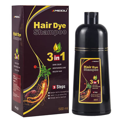 Picture of MEIDU Coffee Hair Dye Shampoo for Women - Instant Hair Color for Gray Hair - 100% Gray Coverage - Herbal Ingredients - 3 in 1 C-4 Coffee Hair Dye Shampoo - 500ml