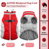 Picture of AOFITEE Dog Coat, Warm Dog Jacket Dog Winter Coats, Reflective Turtleneck Dog Fleece Vest with Harness Built in, Waterproof Windproof Dog Snow Jacket Snowsuit for Small Medium Large Dogs Christmas Red