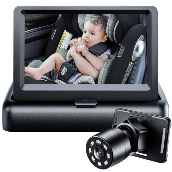 Picture of Itomoro Baby Car Mirror, View Infant in Rear Facing Seat with Wide Crystal Clear View,360° Rotation Plug and Play Easy Install baby car monitor 1080p