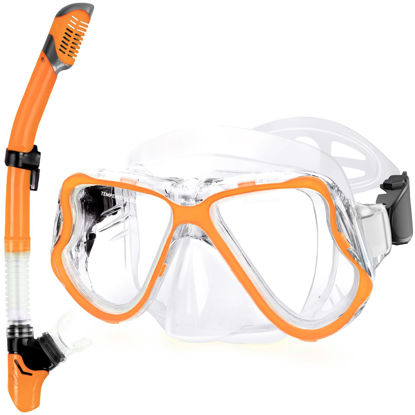 Picture of Greatever Dry Snorkel Set,Panoramic Wide View,Anti-Fog Scuba Diving Mask,Professional Snorkeling Gear for Kids