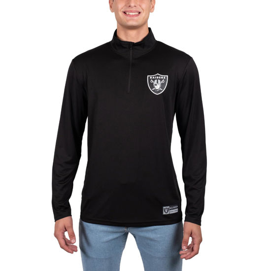 Picture of Ultra Game NFL Men's Super Soft Quarter Zip Long Sleeve T-Shirt, Las Vegas Raiders, Team Color, Medium