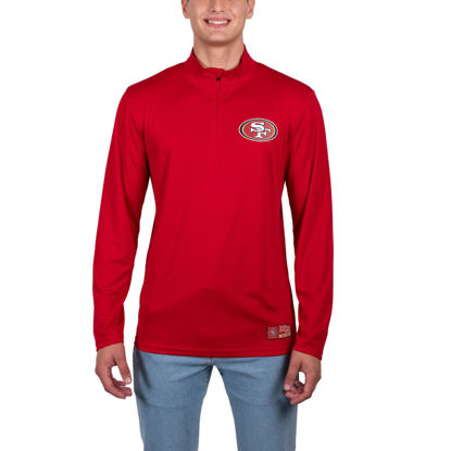 Picture of Ultra Game NFL Men's Super Soft Quarter Zip Long Sleeve T-Shirt, San Francisco 49ers, Team Color, Small