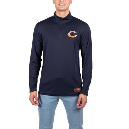 Picture of Ultra Game NFL Men's Super Soft Quarter Zip Long Sleeve T-Shirt, Chicago Bears, Team Color, Large