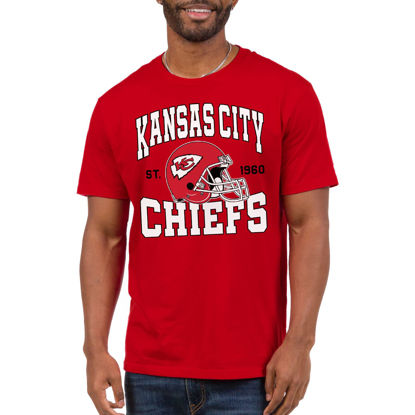 Picture of Junk Food Clothing x NFL - Kansas City Chiefs - Team Helmet - Unisex Adult Short Sleeve Fan T-Shirt for Men and Women - Size Small