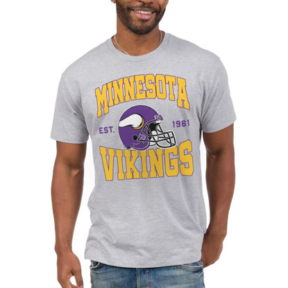 Picture of Junk Food Clothing x NFL - Minnesota Vikings - Team Helmet - Unisex Adult Short Sleeve Fan T-Shirt for Men and Women - Size Small