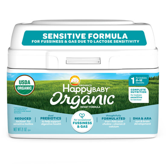 Picture of Happy Baby Organics Infant Formula Milk Based Powder packaging may vary, Stage 1 Sensitive, 21 Ounce