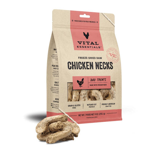 Picture of Vital Essentials Freeze Dried Raw Single Ingredient Dog Treats, Chicken Necks, 9 oz