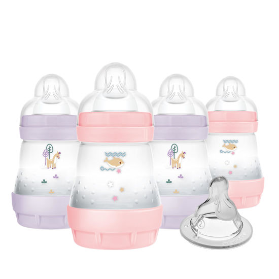 Picture of MAM Easy Start Anti-Colic Baby Bottle 5 oz, Slow Flow, Breastfeeding-Like Silicone Nipple Bottle, Reduces Colic, Gas, & Reflux, Easy-to-Clean, BPA-Free, Vented Baby Bottles for Newborns, 0-3 Months