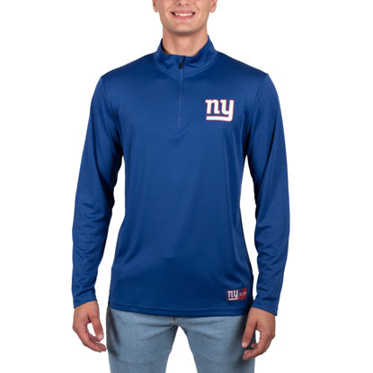 Picture of Ultra Game NFL Men's Super Soft Quarter Zip Long Sleeve T-Shirt, New York Giants, Team Color, Small