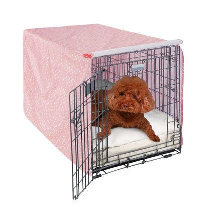 Picture of Explore Land Heavy-Duty Polyester Dog Crate Covers for 42 Inches Wire Dog Cage, Pattern Indoor Pet Kennel Cover Universal Fit for 1 2 3 Doors Standard Metal Crate (Princess Pink)