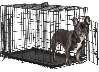 Picture of BestPet 24,30,36,42,48 Inch Dog Crates for Large Dogs Folding Mental Wire Crates Dog Kennels Outdoor and Indoor Pet Dog Cage Crate with Double-Door,Divider Panel, Removable Tray (Black, 30")