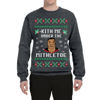 Picture of Wild Bobby Kith Me Under The Mithletoe Funny Tyson Ugly Christmas Sweater Unisex Crewneck Sweatshirt, Charcoal, Small