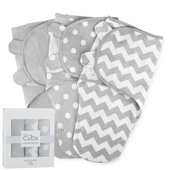 Picture of Comfy Cubs Swaddle Blanket Baby Girl Boy Easy Adjustable 3 Pack Infant Sleep Sack Wrap Newborn Babies (Large 3-6 Months, Grey)