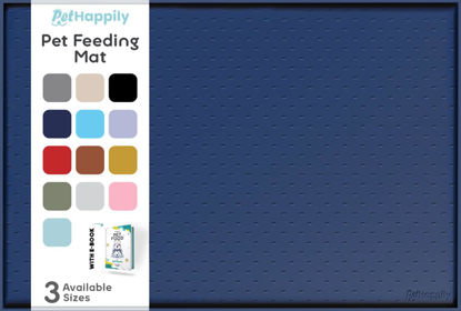 Picture of PetHappily Dog Food Mat - 28x18” Large Silicone Pet Food Mat, Raised Edges Dog Mat for Food and Water Prevent Spill, Waterproof Cat Food Mat Protect Floors, Easy Clean Dog Bowl Mats for Food and Water