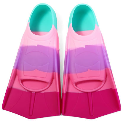 Picture of Foyinbet Kids Swim Fins,Short Youth Flippers Swimming Training Fins for Lap Swimming Pool Snorkeling for Children Girls Boys Beginner Medium