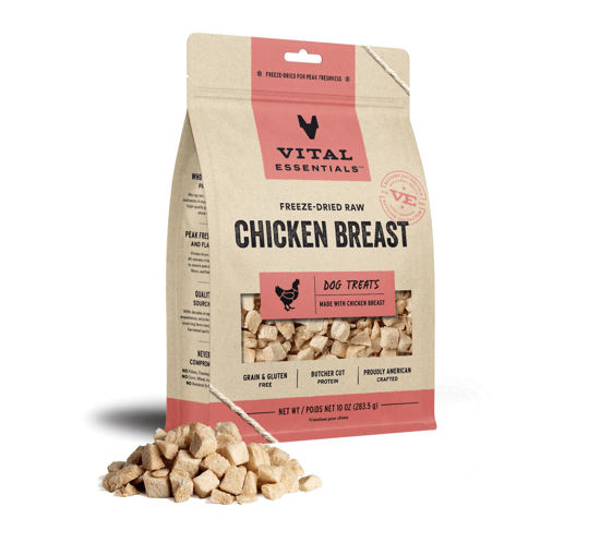 Picture of Vital Essentials Freeze Dried Raw Single Ingredient Dog Treats, Chicken Breast, 10 oz