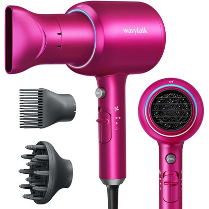 Picture of Wavytalk Negative Ions Hair Dryer Professional 1875 Watt Blow Dryer with Concentrator Diffuser and Nozzle Comb Fast Drying Light and Quiet with Ceramic Technology for All Hair Types Fuchsia Rose Red