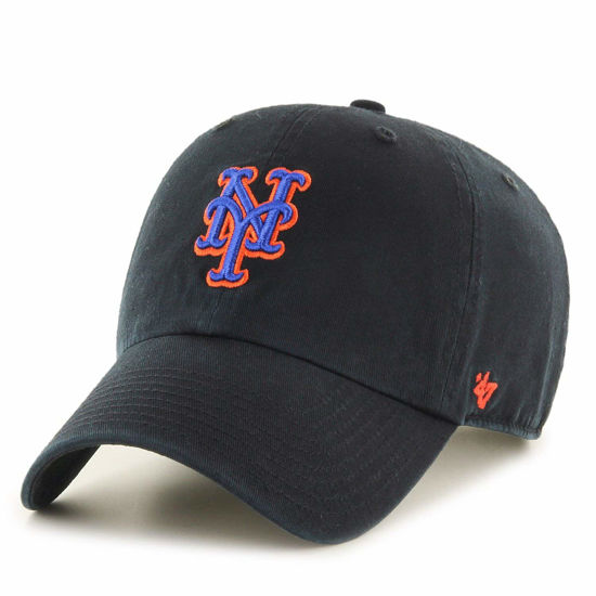 Picture of '47 New York Mets Clean Up Dad Hat Cap MLB Black/Royal/Orange