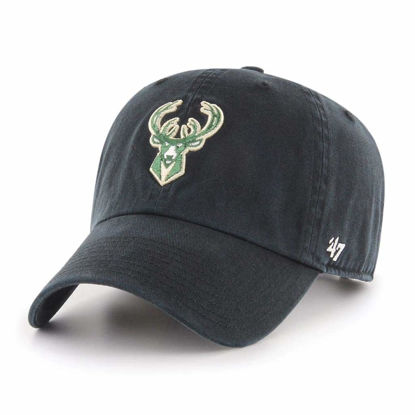 Picture of '47 Brand NBA Milwaukee Bucks Clean Up Adjustable Strap Black/Green Hat