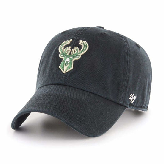 Picture of '47 Brand NBA Milwaukee Bucks Clean Up Adjustable Strap Black/Green Hat