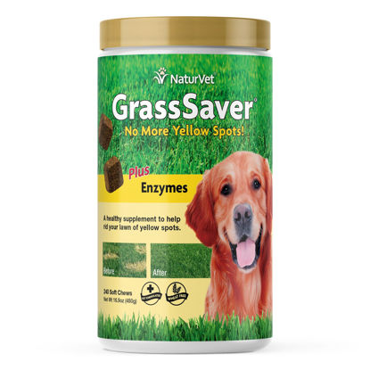 Picture of NaturVet - GrassSaver Supplement for Dogs - Healthy Supplement to Help Rid Your Lawn of Yellow Spots - Synergistic Combination of B-Complex Vitamins & Amino Acids - 240 Soft Chews