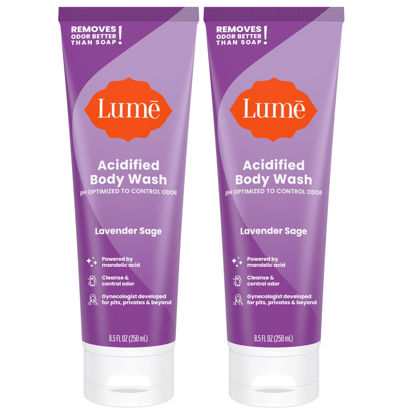 Picture of Lume Acidified Body Wash - 24 Hour Odor Control - Removes Odor Better than Soap - Moisturizing Formula - Formulated Without SLS or Parabens - OB/GYN Developed - 8.5 ounce (Pack of 2) (Lavender Sage)