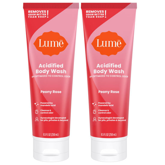 Picture of Lume Acidified Body Wash - 24 Hour Odor Control - Removes Odor Better than Soap - Moisturizing Formula - Formulated Without SLS or Parabens - OB/GYN Developed - 8.5 ounce (Pack of 2) (Peony Rose)