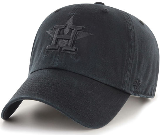 Picture of '47 MLB Black/Black Clean Up Adjustable Hat Cap, Adult One Size (Houston Astros)