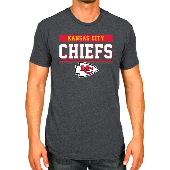 Picture of Team Fan Apparel NFL Adult Team Block Tagless T-Shirt - Cotton Blend - Charcoal - Perfect for Game Day - Comfort and Style (Kansas City Chiefs - Black, Adult Medium)