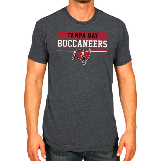 Picture of Team Fan Apparel NFL Adult Team Block Tagless T-Shirt - Cotton Blend - Charcoal - Perfect for Game Day - Comfort and Style (Tampa Bay Buccaneers - Black, Adult Medium)