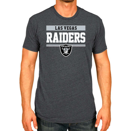 Picture of Team Fan Apparel NFL Adult Team Block Tagless T-Shirt - Cotton Blend - Charcoal - Perfect for Game Day - Comfort and Style (Las Vegas Raiders - Black, Adult Medium)