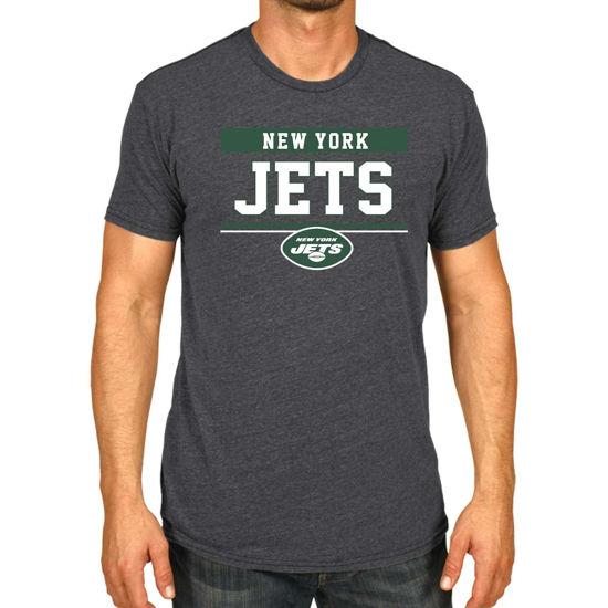 Picture of Team Fan Apparel NFL Adult Team Block Tagless T-Shirt - Cotton Blend - Charcoal - Perfect for Game Day - Comfort and Style (New York Jets - Black, Adult XX-Large)