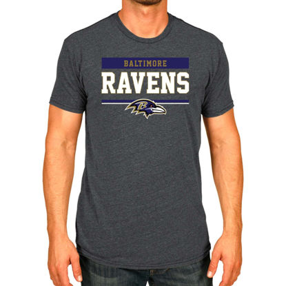 Picture of Team Fan Apparel NFL Adult Team Block Tagless T-Shirt - Cotton Blend - Charcoal - Perfect for Game Day - Comfort and Style (Baltimore Ravens - Black, Adult Small)