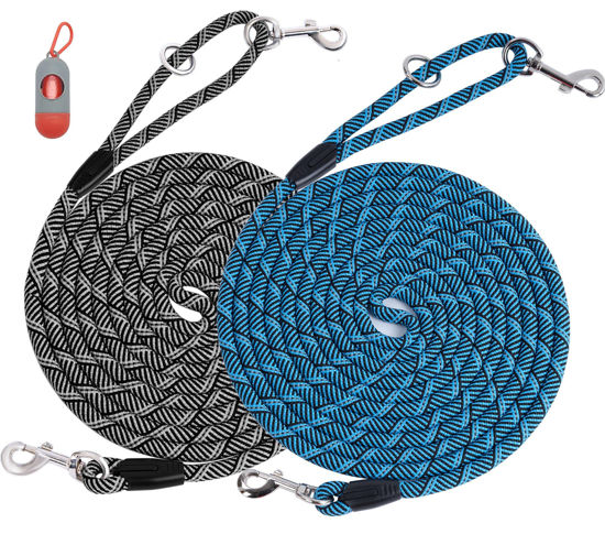 Picture of (2 Pack) Long Dog Leash for Dog Training 15FT/30FT/50FT, Dog Rope Check Cord with Reflective Thread for Large Medium Small Dogs, Dog Tie-Out Cable Lead for Hunting, Camping or Backyard