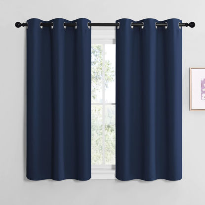 Picture of NICETOWN Blackout Curtain Panels, Window Treatment Energy Saving Thermal Insulated Solid Grommet Blackout Drapes/Draperies (Navy, 1 Pair, 42 by 48-inch)