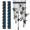 Picture of PLUSINNO 2 pack Vertical Fishing Rod rack, Wall Mounted Fishing Rod holder, 2 Packs Fishing Pole Holders Hold Up to 18 Rods or Combos, Fishing rod holders for garage, Fits Most Rods of Diameter 3-18mm